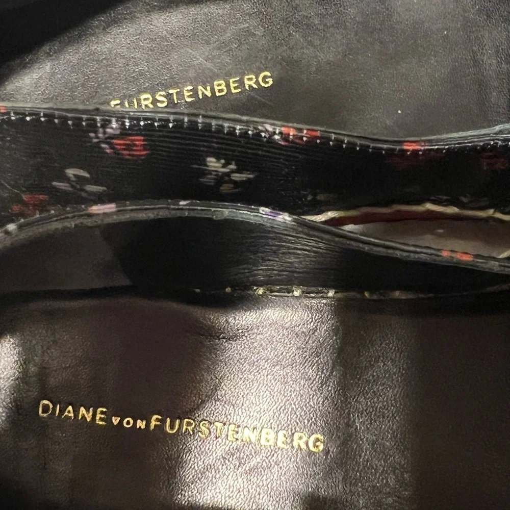 Diane Von Furstenberg Black Floral Espadrille Flats Shoes Women's‎ 9M